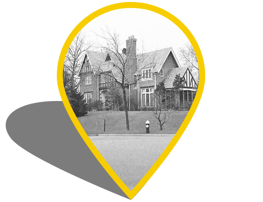 Map marker showing childhood home in Upper Arlington, Ohio